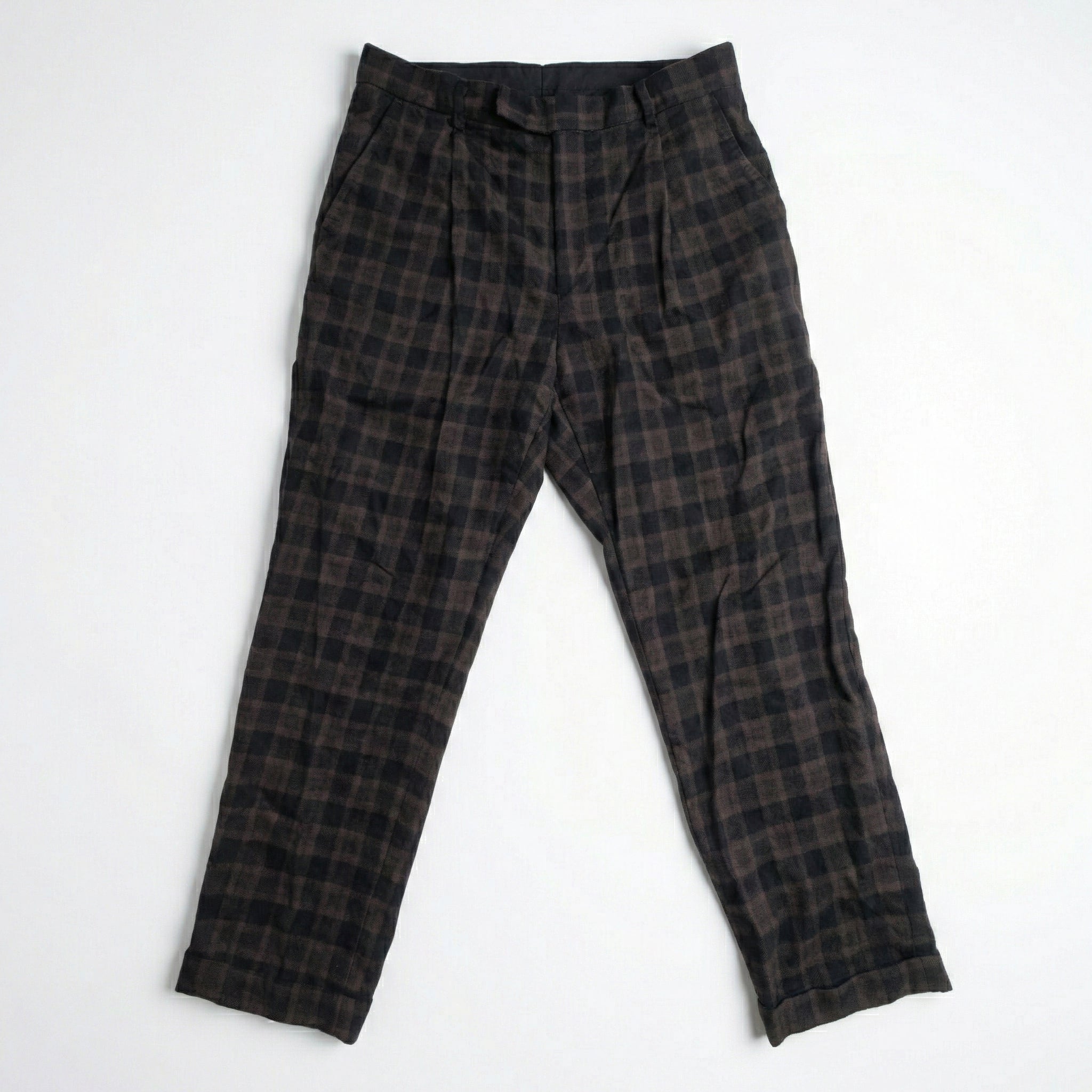 Wacko Maria x Dormeuil Pleated Wool Trousers - Brown Check